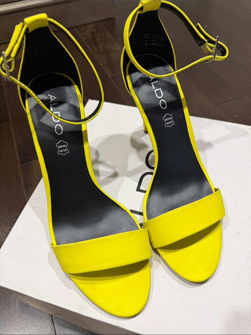 ALDO Neon Yellow Open-Toe Ankle-Strap Heels